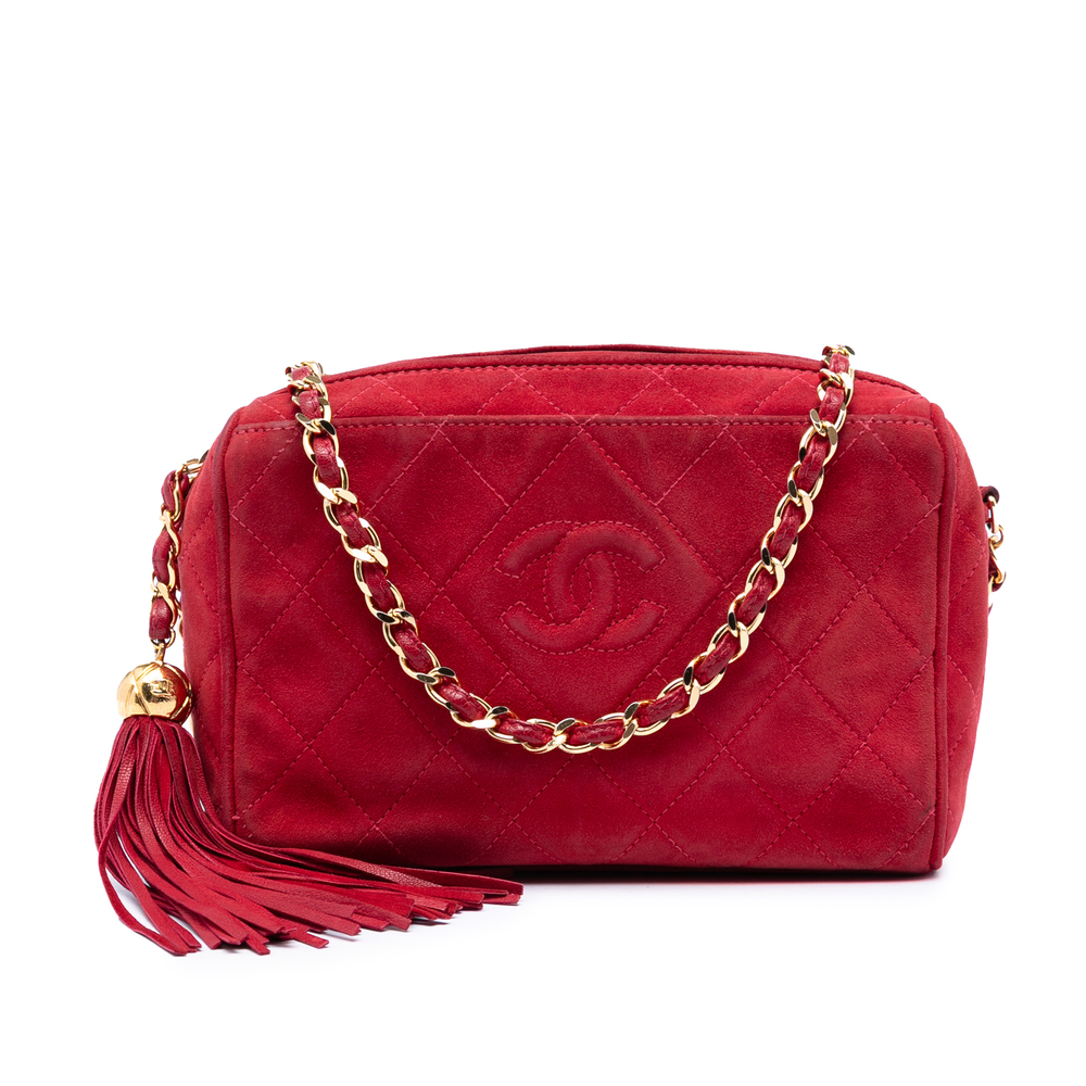 Pre-Loved Chanel CC Quilted Suede Tassel Diamond Camera Bag